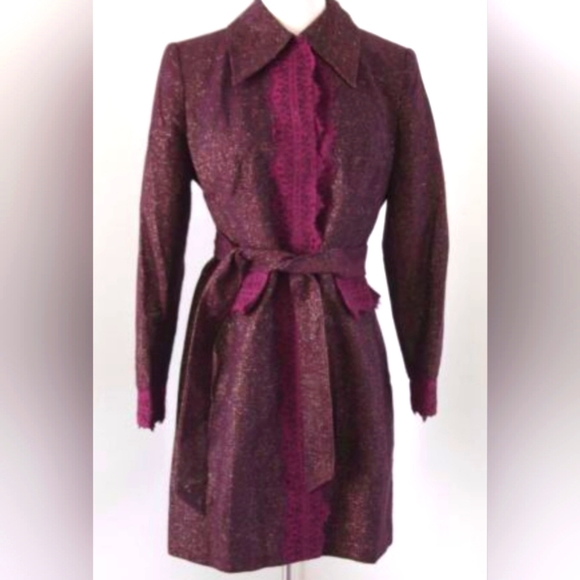 "BEAUTIFUL" Glittery Gold Maroon Lace Front Jacket - Picture 10 of 11
